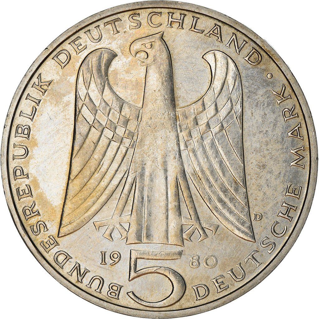 Monnaie, République fédérale allemande, 5 Mark, 1980, Munich, Germany, TTB