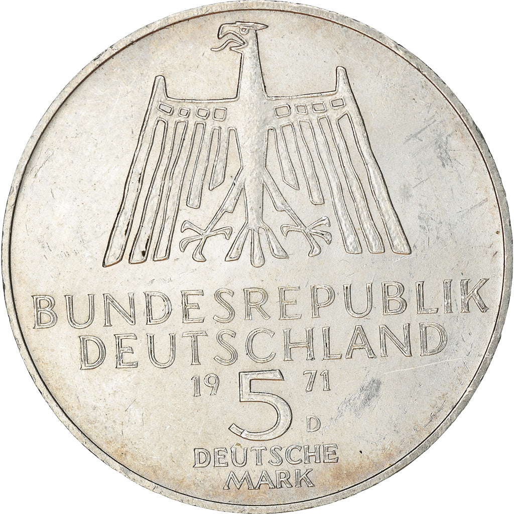 Coin, GERMANY - FEDERAL REPUBLIC, 5 Mark, 1971, Munich, Germany, AU(50-53)