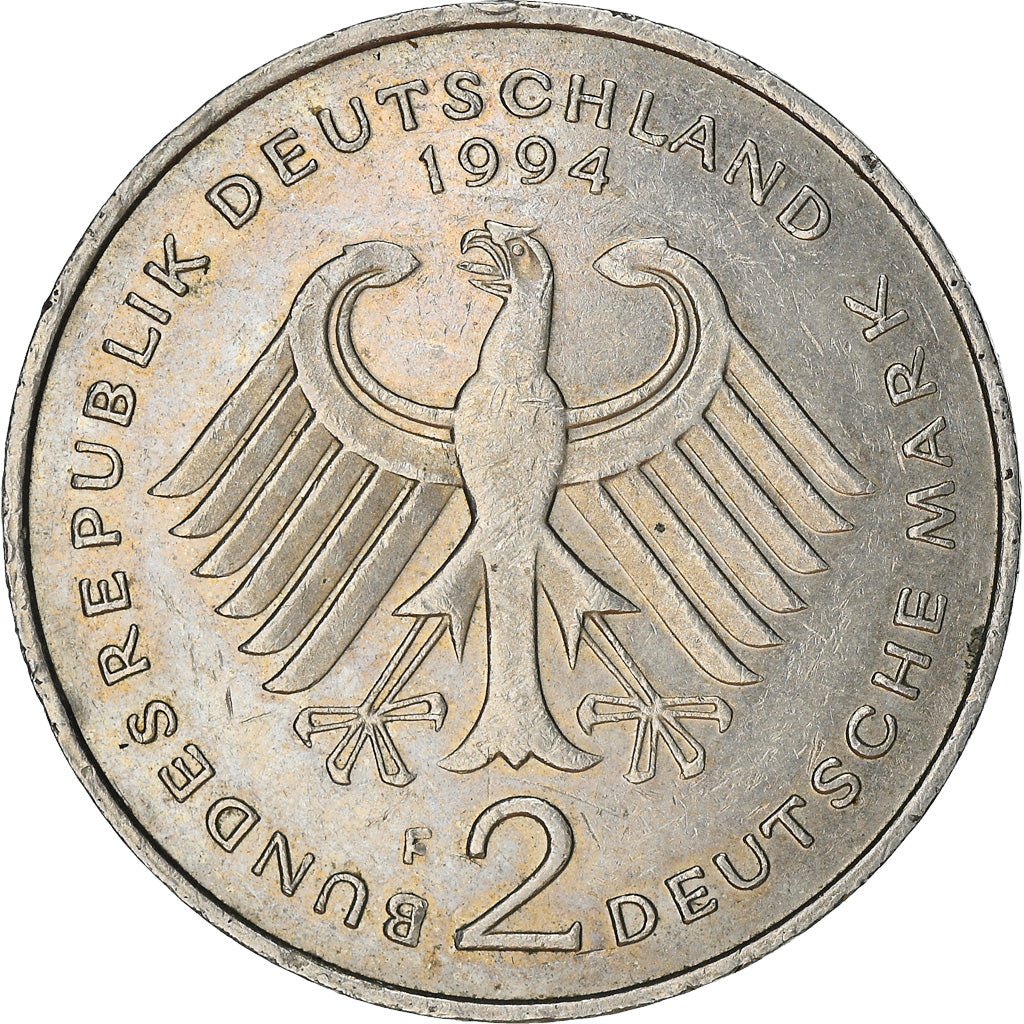 Moneta, GERMANIA - REPUBBLICA FEDERALE, 2 Mark, 1994, Stuttgart, BB, Nichel