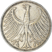 Coin, GERMANY - FEDERAL REPUBLIC, 5 Mark, 1951, Karlsruhe, EF(40-45), Silver