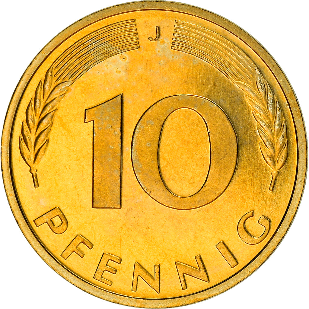 Coin, GERMANY - FEDERAL REPUBLIC, 10 Pfennig, 1997, Hambourg, BE, MS(63), Brass