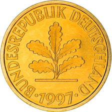Coin, GERMANY - FEDERAL REPUBLIC, 10 Pfennig, 1997, Karlsruhe, BE, MS(63), Brass