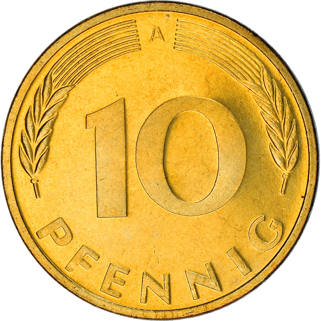 Coin, GERMANY - FEDERAL REPUBLIC, 10 Pfennig, 1997, Berlin, BE, MS(63), Brass