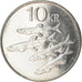 Moneta, Islandia, 10 Kronur, 2008, AU(55-58), Nickel platerowany stalą