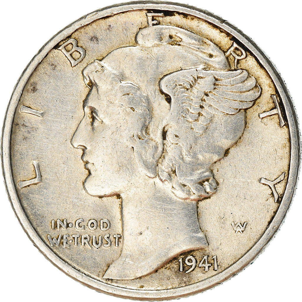 Moneda, Estados Unidos, Mercury Dime, Dime, 1941, U.S. Mint, Philadelphia, MBC