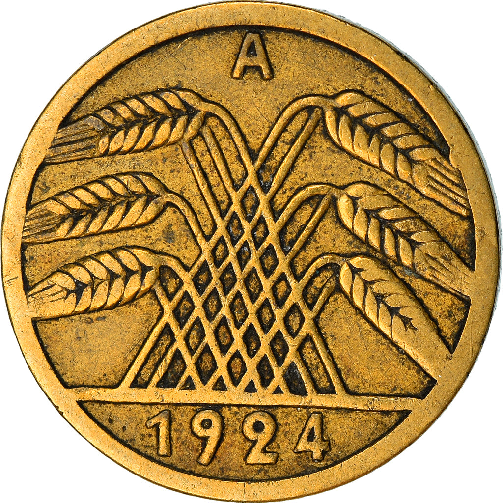 Moneta, GERMANIA, REPUBBLICA DI WEIMAR, 5 Reichspfennig, 1924, Berlin, BB