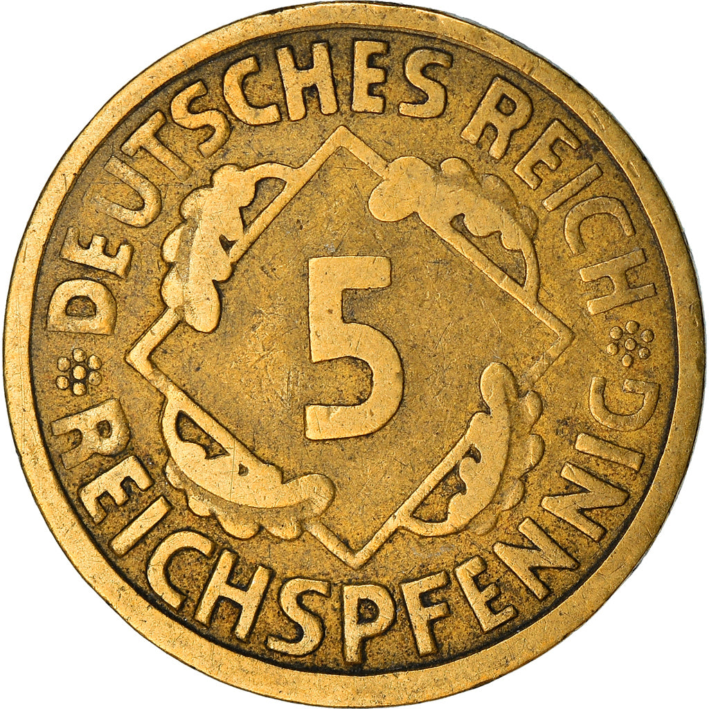 Moneta, GERMANIA, REPUBBLICA DI WEIMAR, 5 Reichspfennig, 1924, Berlin, BB