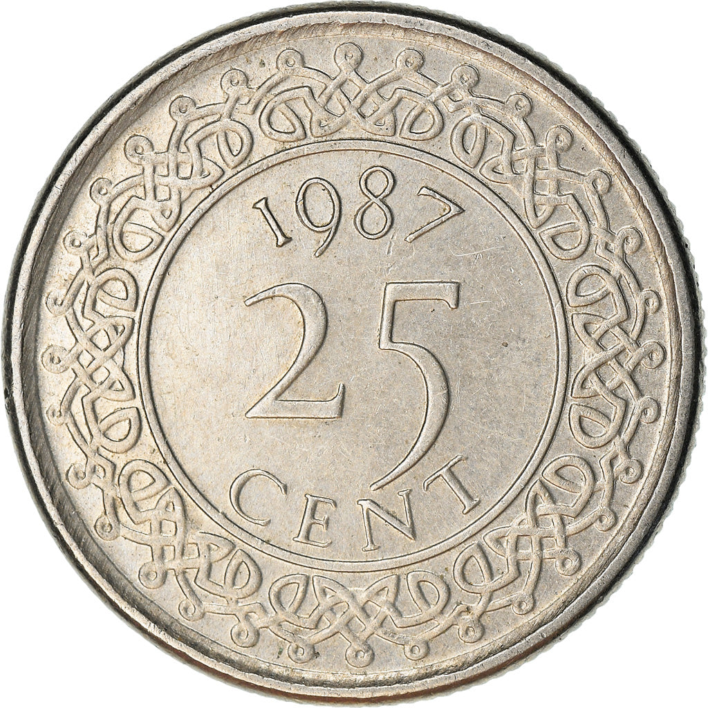 Coin, Surinam, 25 Cents, 1987, EF(40-45), Nickel plated steel, KM:14A