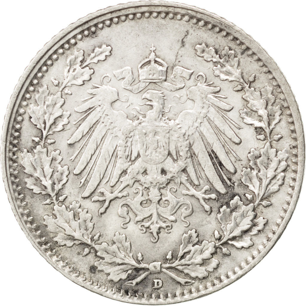 Münze, GERMANY - EMPIRE, 1/2 Mark, 1916, Munich, SS, Silber, KM:17