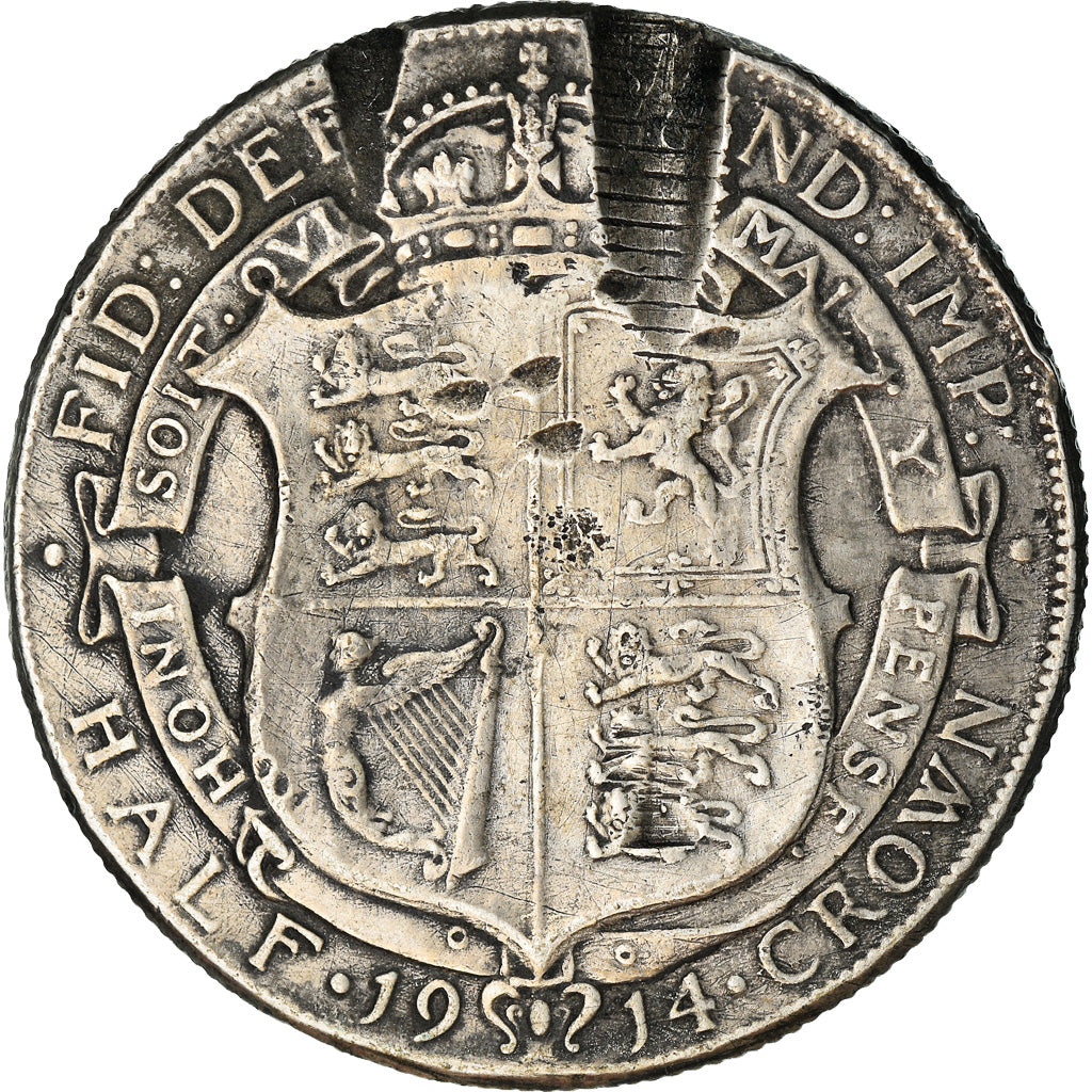 Coin, Great Britain, 1/2 Crown, 1914, F(12-15), Silver