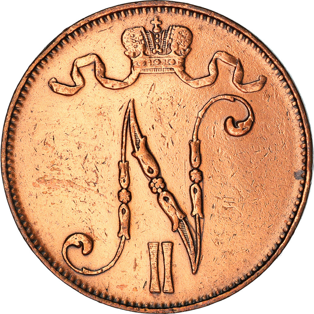 Moneta, Finlandia, 5 Pennia, 1914, BB, Rame, KM:15