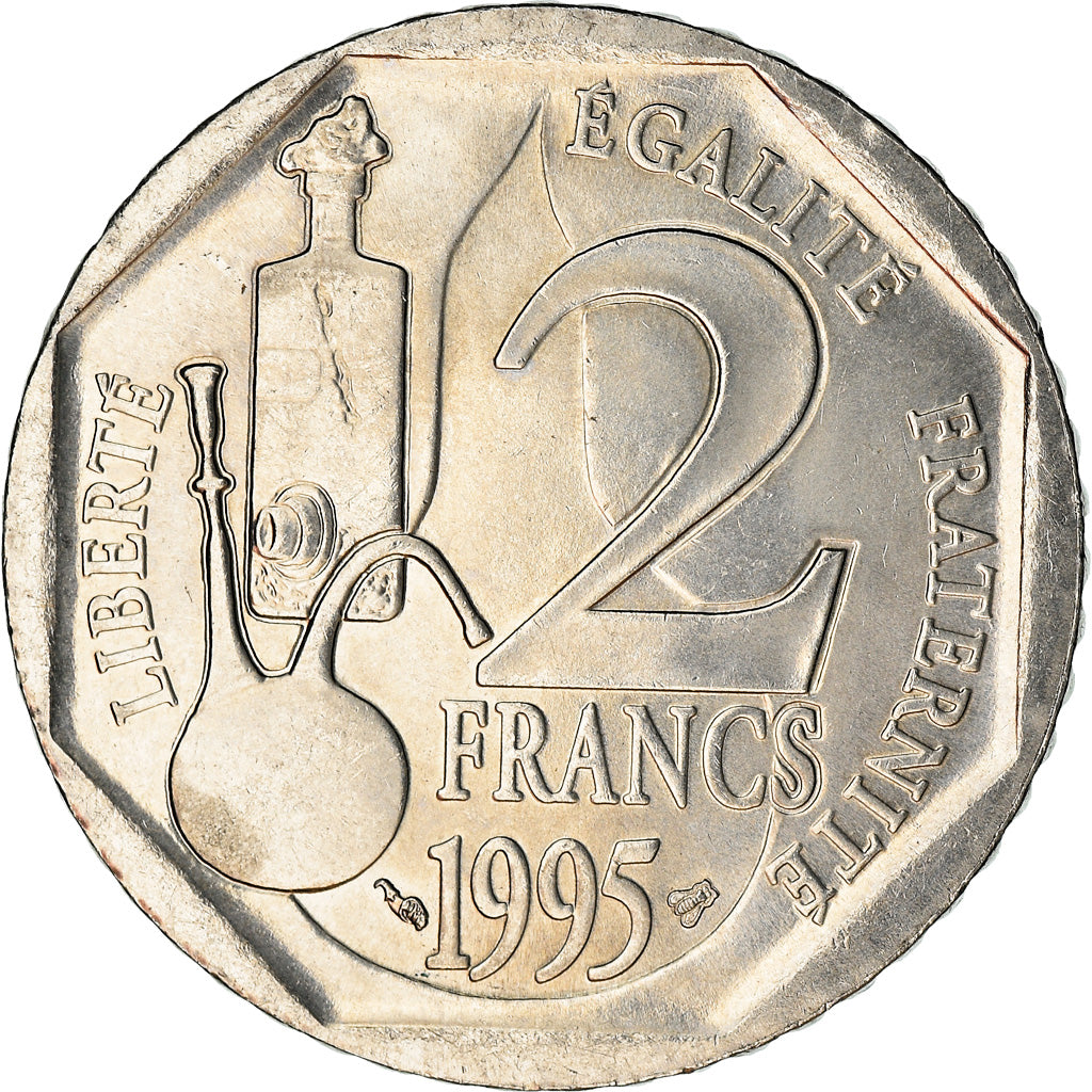 Moeda, França, Pasteur, 2 Francs, 1995, MS(63), Níquel, KM:1119, Gadoury:549