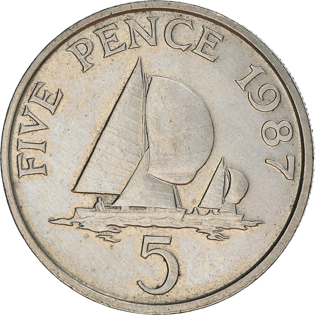 Coin, Guernsey, Elizabeth II, 5 Pence, 1987, British Royal Mint, EF(40-45)