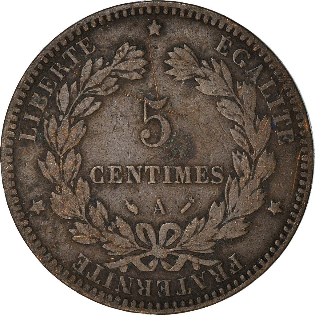 Moneta, Francia, Cérès, 5 Centimes, 1894, Paris, MB, Bronzo, KM:821.1