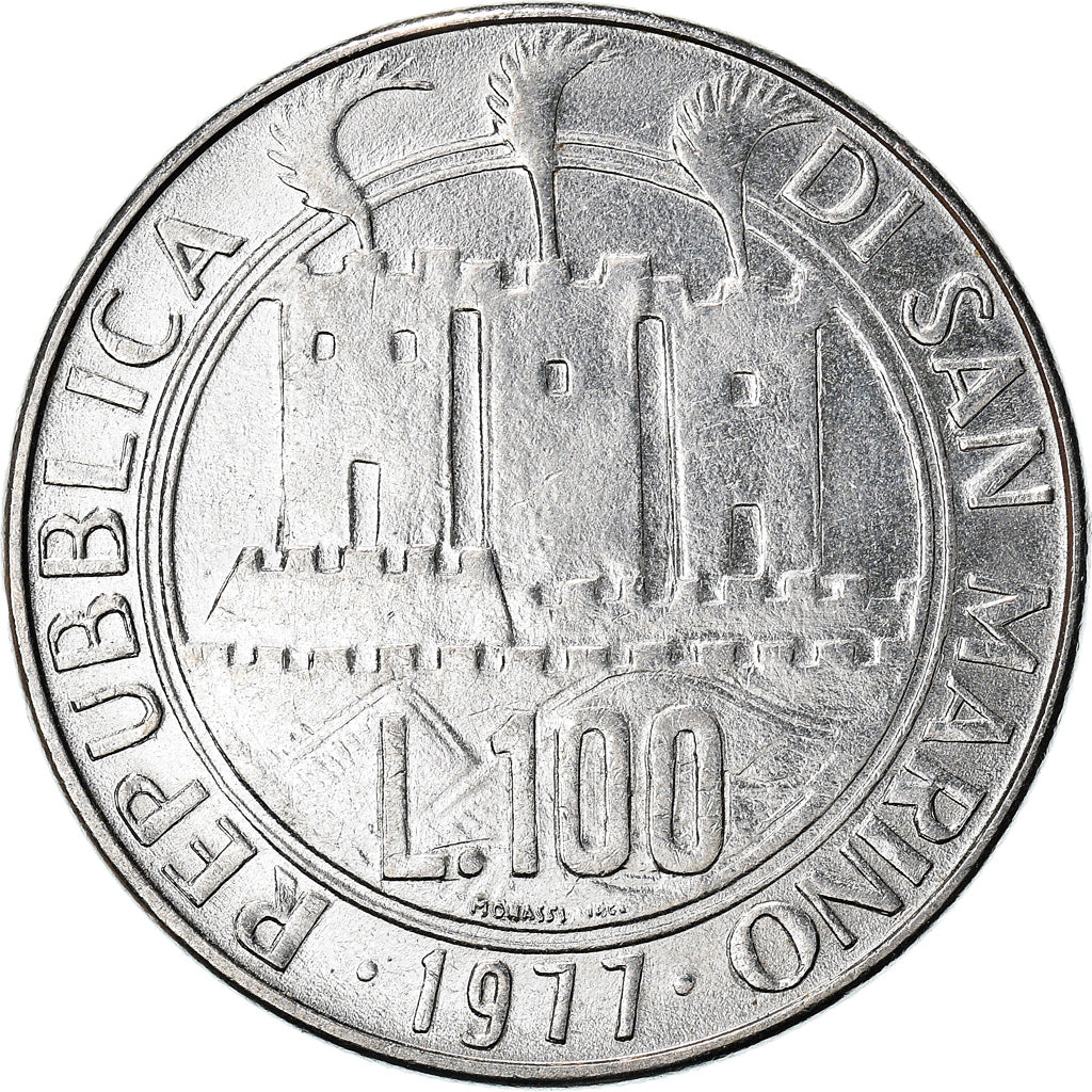 Moneta, San Marino, 100 Lire, 1977, Rome, MS(63), Stal, KM:70