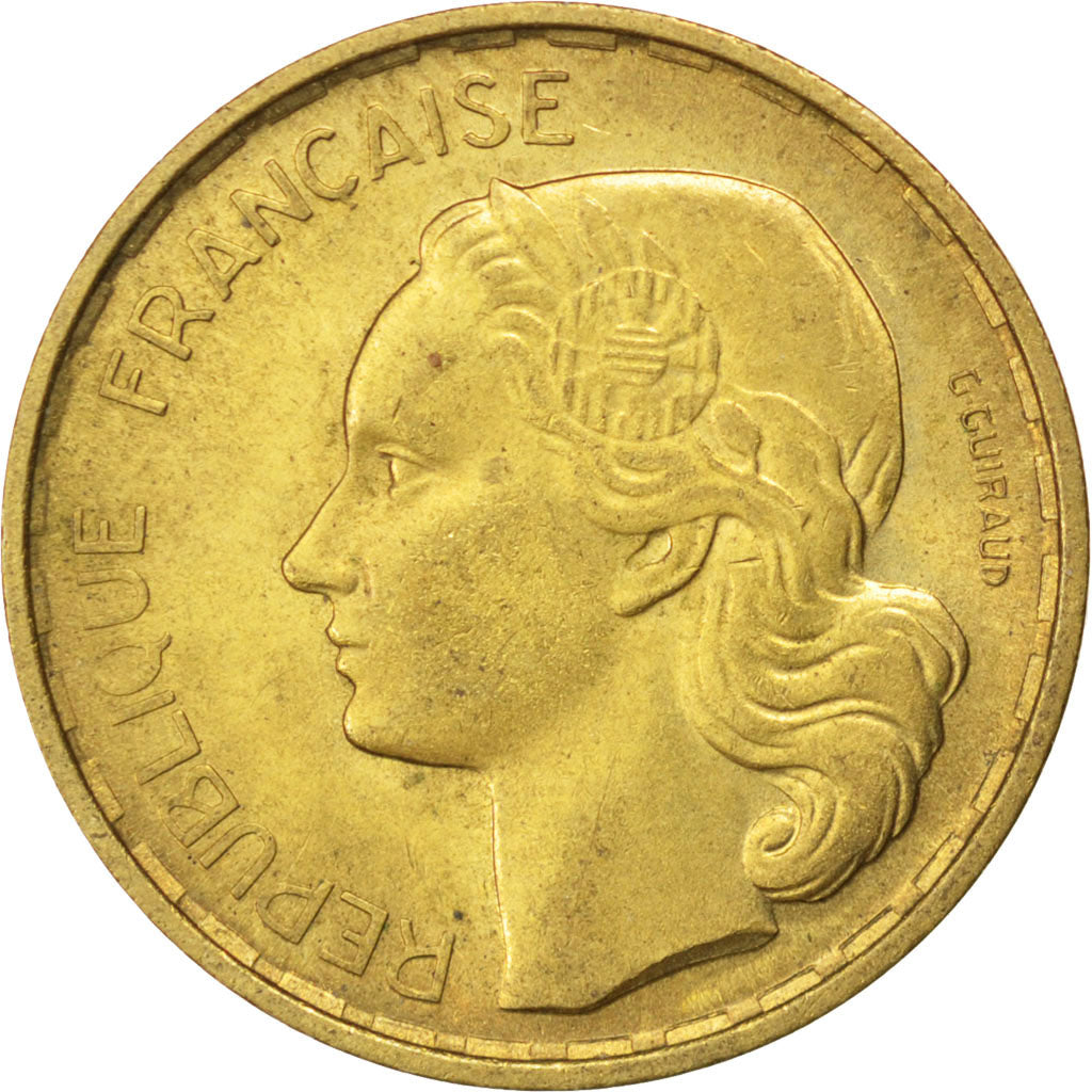 FRANCE, Guiraud, 20 Francs, 1951, Paris, KM #917.1, AU(55-58), Aluminum-Bronze,.