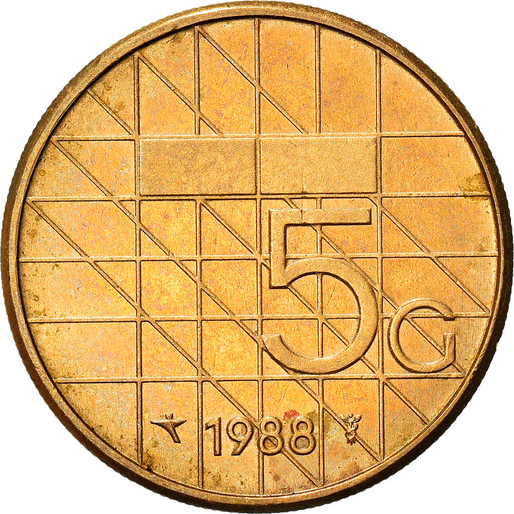 Moneta, Paesi Bassi, Beatrix, 5 Gulden, 1988, BE, BB, Nichel ricoperto in