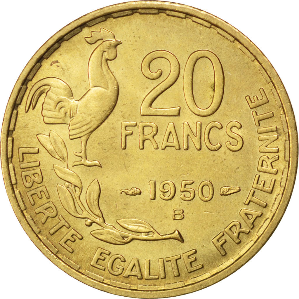 FRANCE, Guiraud, 20 Francs, 1950, Beaumont - Le Roger, KM #916.2, MS(63),...