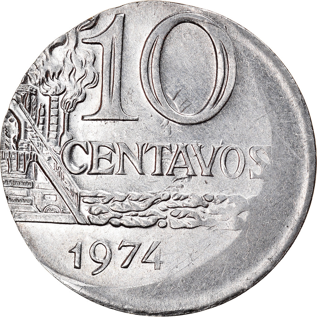Monnaie, Brésil, 10 Centavos, 1974, planchet error, SUP, Stainless Steel