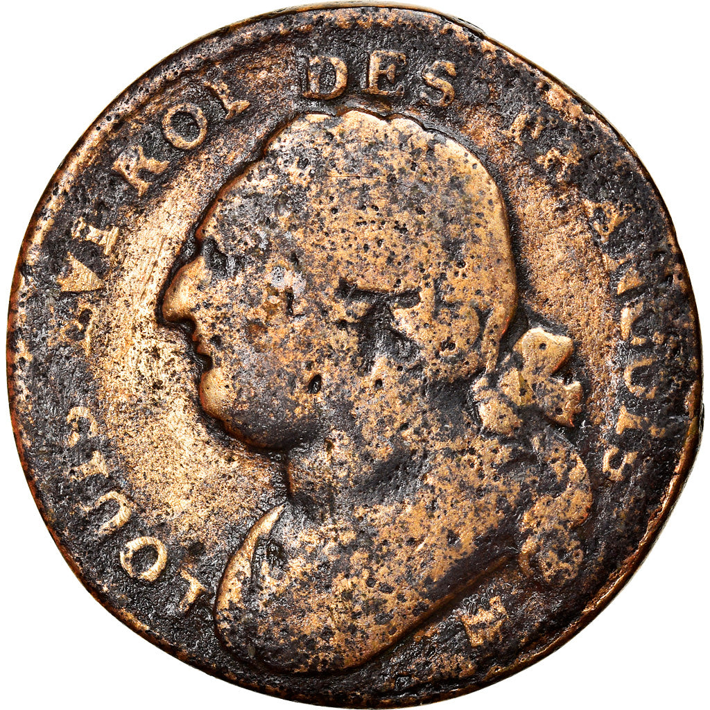Munten, Frankrijk, Louis XVI, 12 Deniers, 1792, Marseille, ZG, Koper, KM:600.11