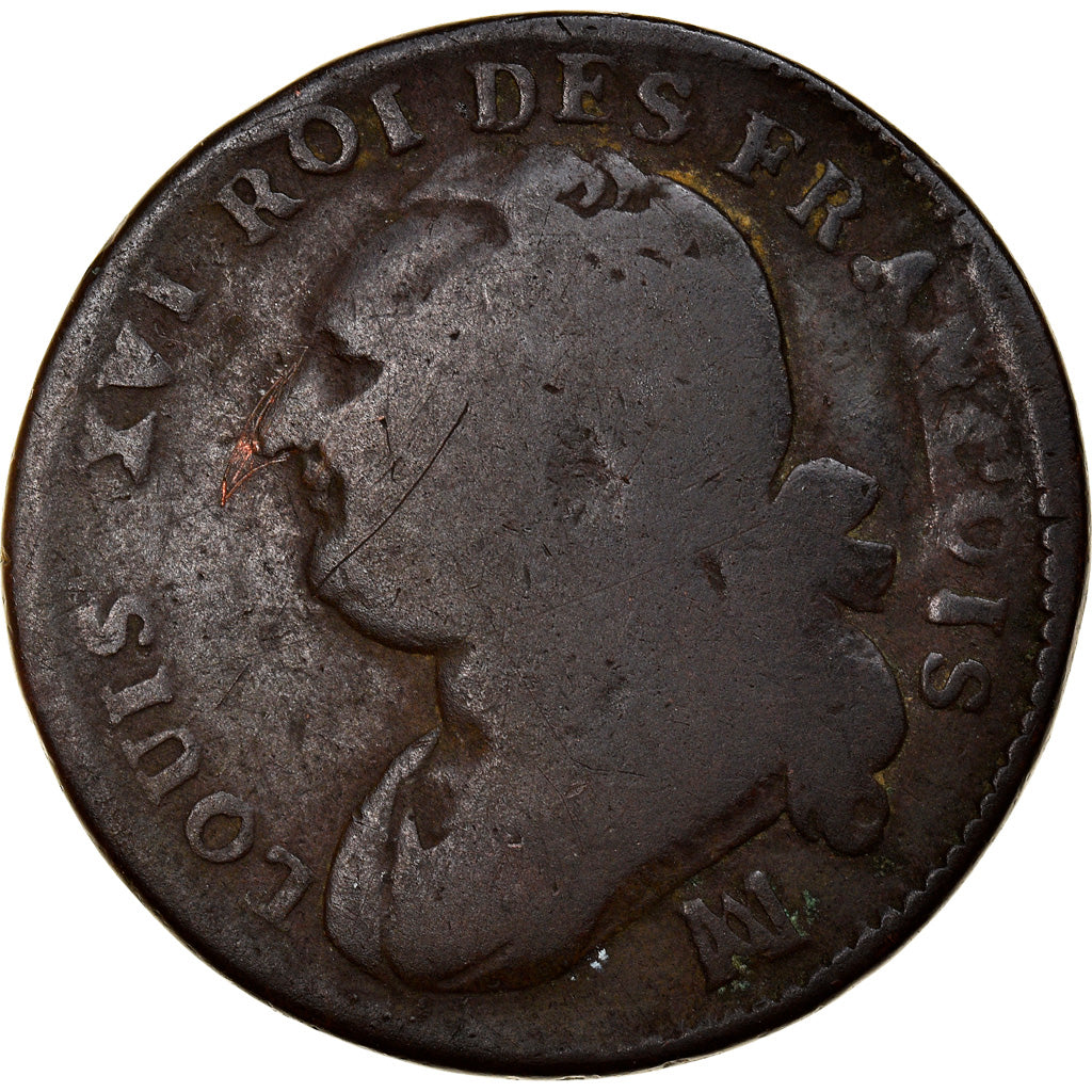 Coin, France, Louis XVI, 12 Deniers, 1792, Marseille, F(12-15), Copper