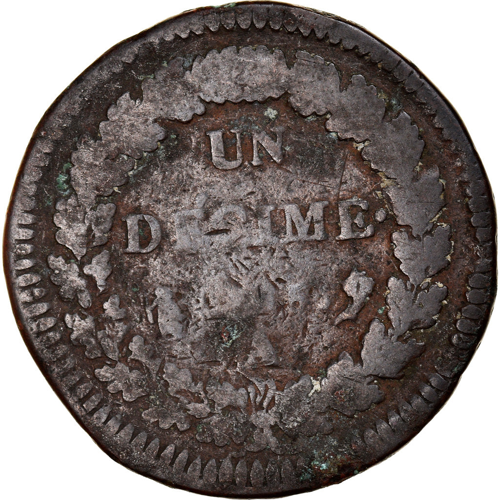 Coin, France, Dupré, Decime, AN 5, Paris, F(12-15), Bronze, KM:644.1