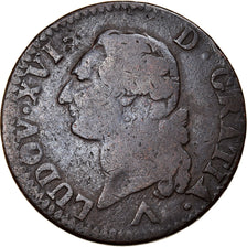 Moeda, França, Louis XVI, Sol ou sou, Sol, 1781, Lille, VF(20-25), Cobre