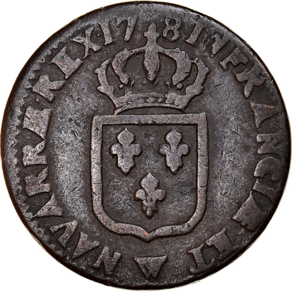 Moeda, França, Louis XVI, Sol ou sou, Sol, 1781, Lille, VF(20-25), Cobre