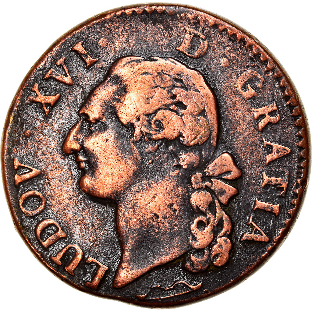 Coin, France, Louis XVI, Sol ou sou, Sol, 1782, Aix, VF(30-35), Copper