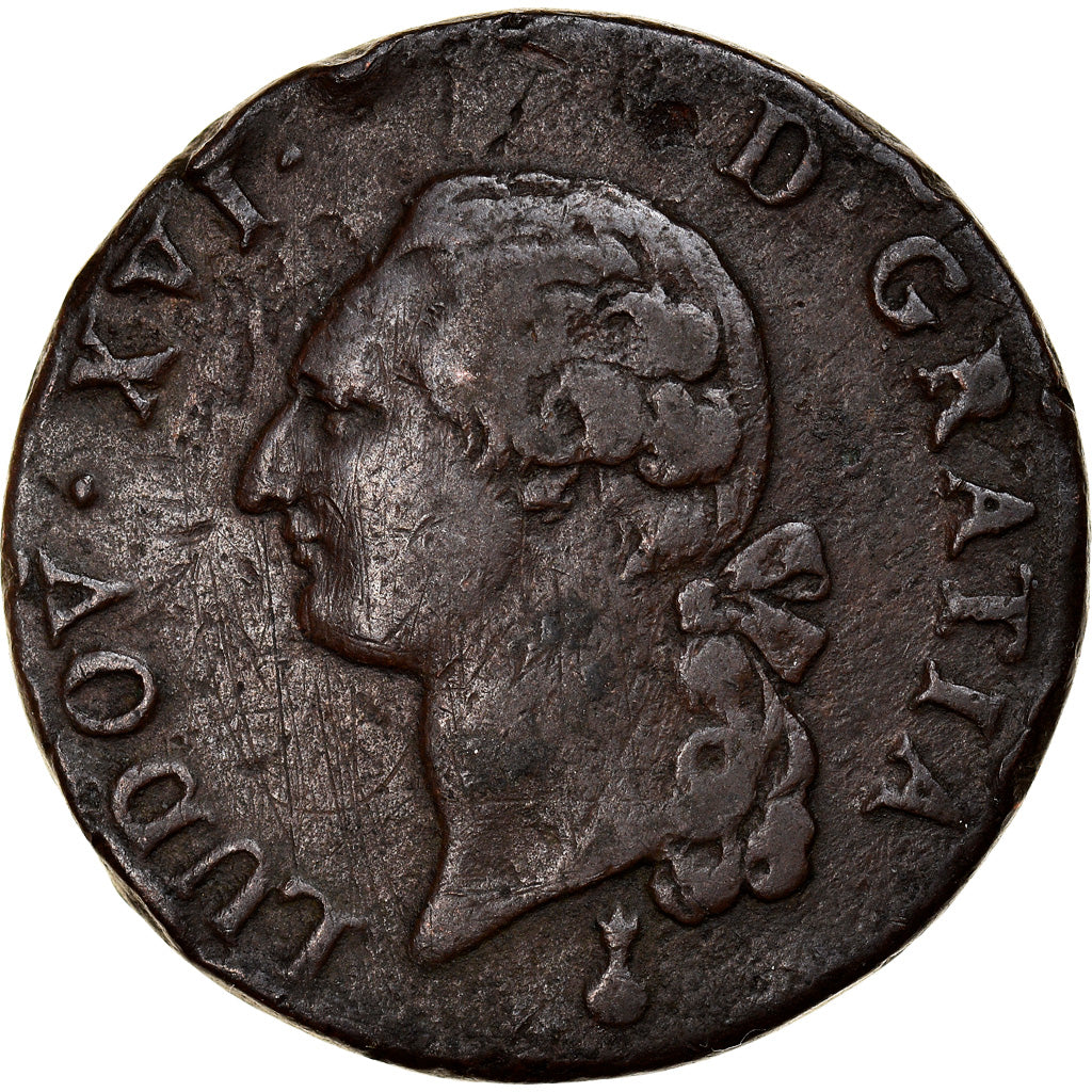 Coin, France, Louis XVI, Sol ou sou, Sol, 1786, Metz, VF(30-35), Copper