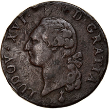 Coin, France, Louis XVI, Sol ou sou, Sol, 1786, Metz, VF(30-35), Copper