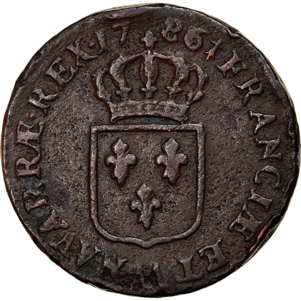 Coin, France, Louis XVI, Sol ou sou, Sol, 1786, Metz, VF(30-35), Copper