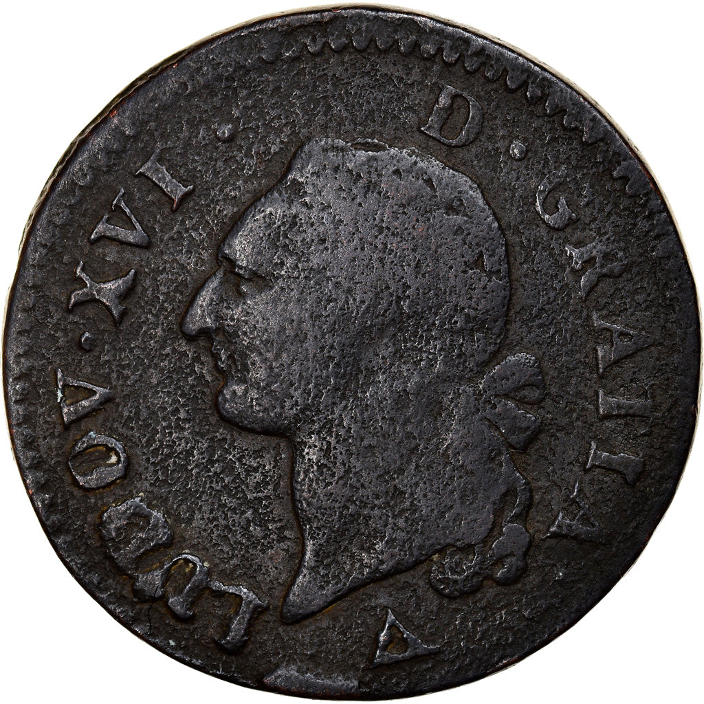 Monnaie, France, Louis XVI, Sol ou sou, Sol, 1789, Orléans, B+, Cuivre