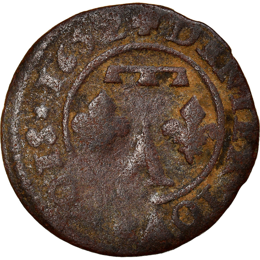 Münze, Frankreich, DOMBES, Gaston d'Orléans, Denier Tournois, 1652, Trévoux