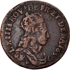 Moneta, Francia, Louis XIV, Liard de France au buste juvénile, deuxième type