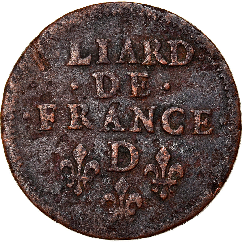 Moneta, Francia, Louis XIV, Liard de France au buste juvénile, deuxième type