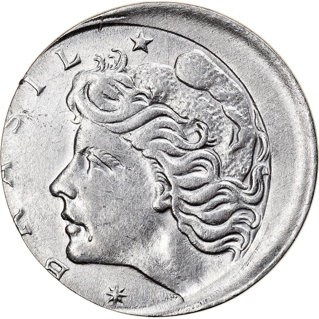 Moneta, Brasile, 2 Centavos, 1969, error off center strike, BB+, Acciaio