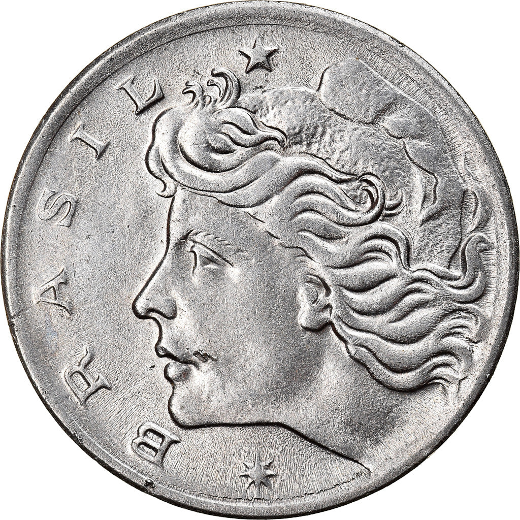 Moneta, Brasile, 5 Centavos, 1969, die adjustment strike error, SPL-, Acciaio