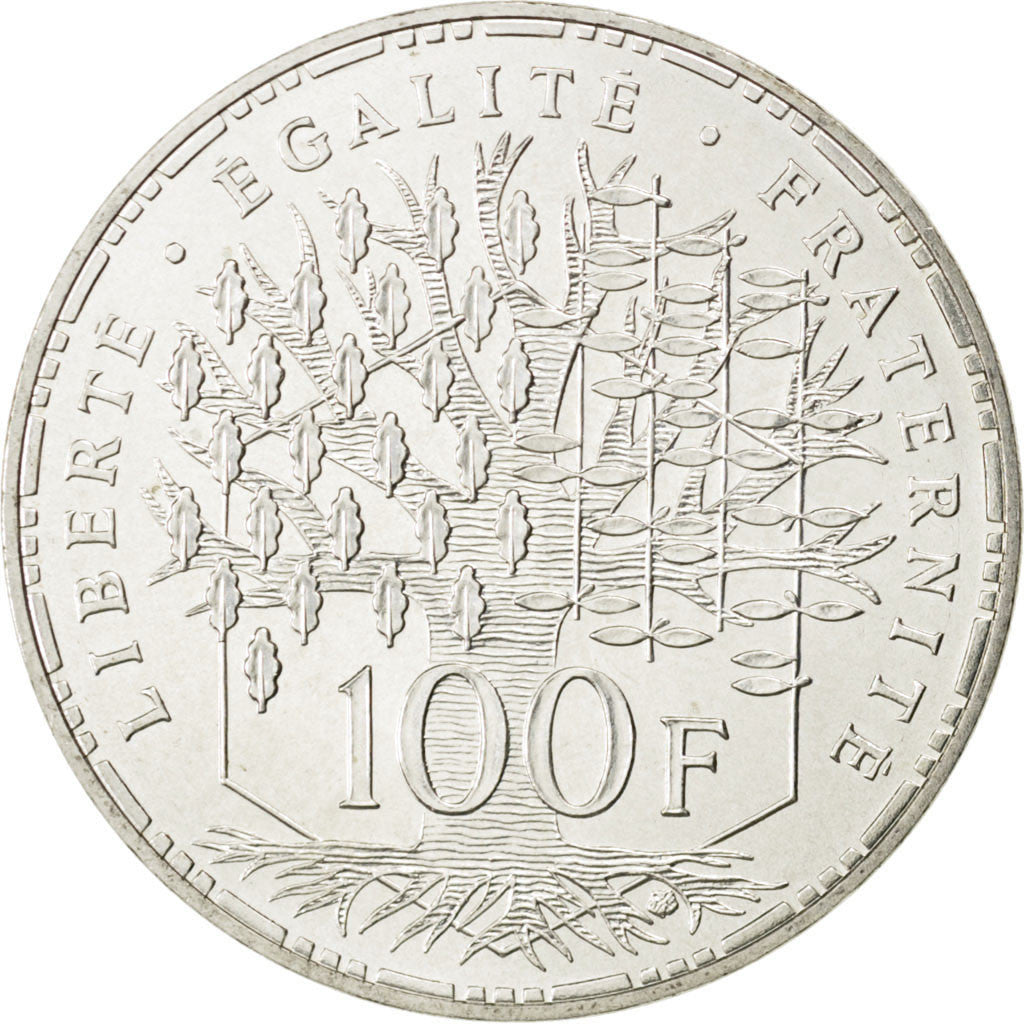 Coin, France, Panthéon, 100 Francs, 1990, Paris, MS(64), Silver, KM:951.1