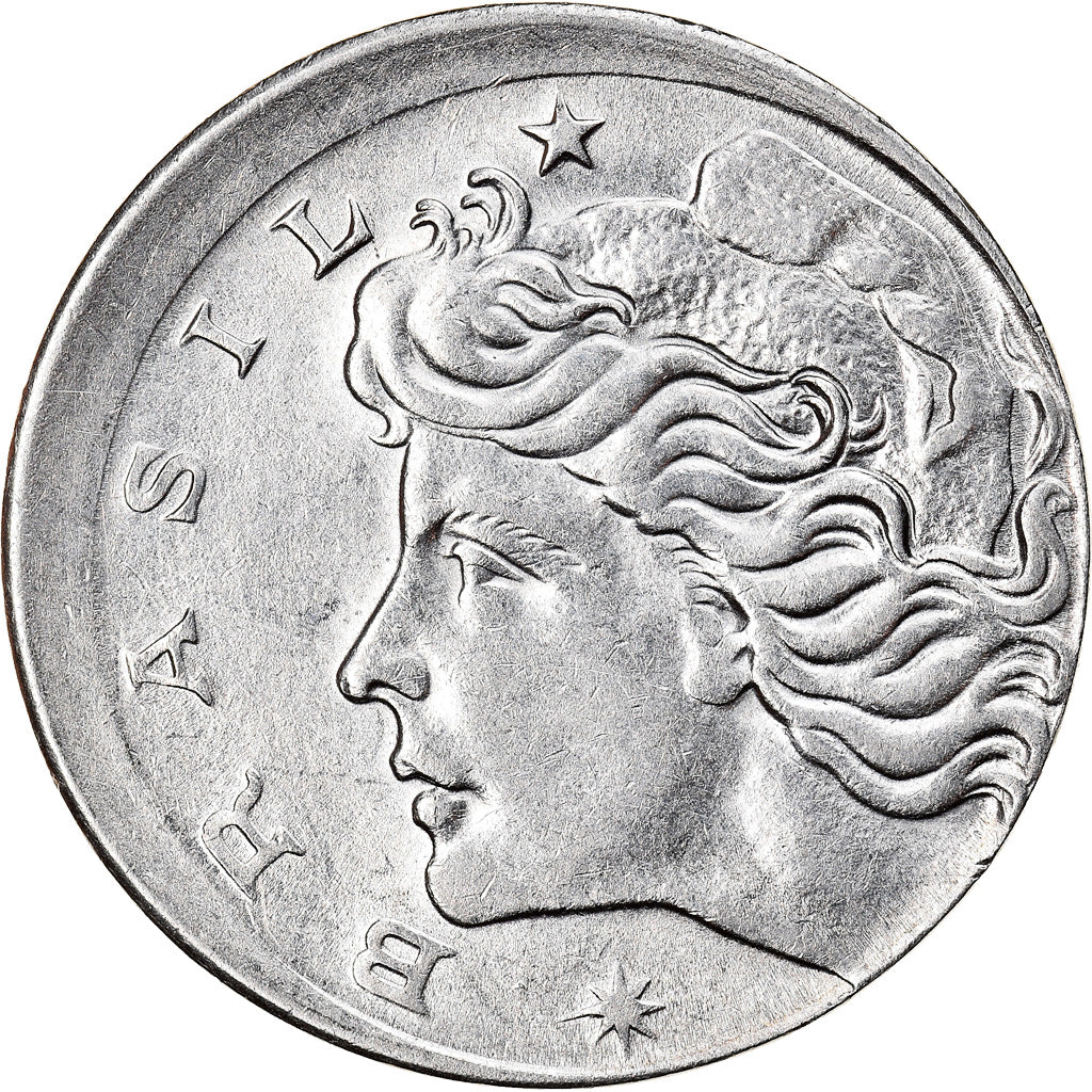 Moeda, Brasil, 5 Centavos, 1969, error off center strike, AU(50-53), Aço