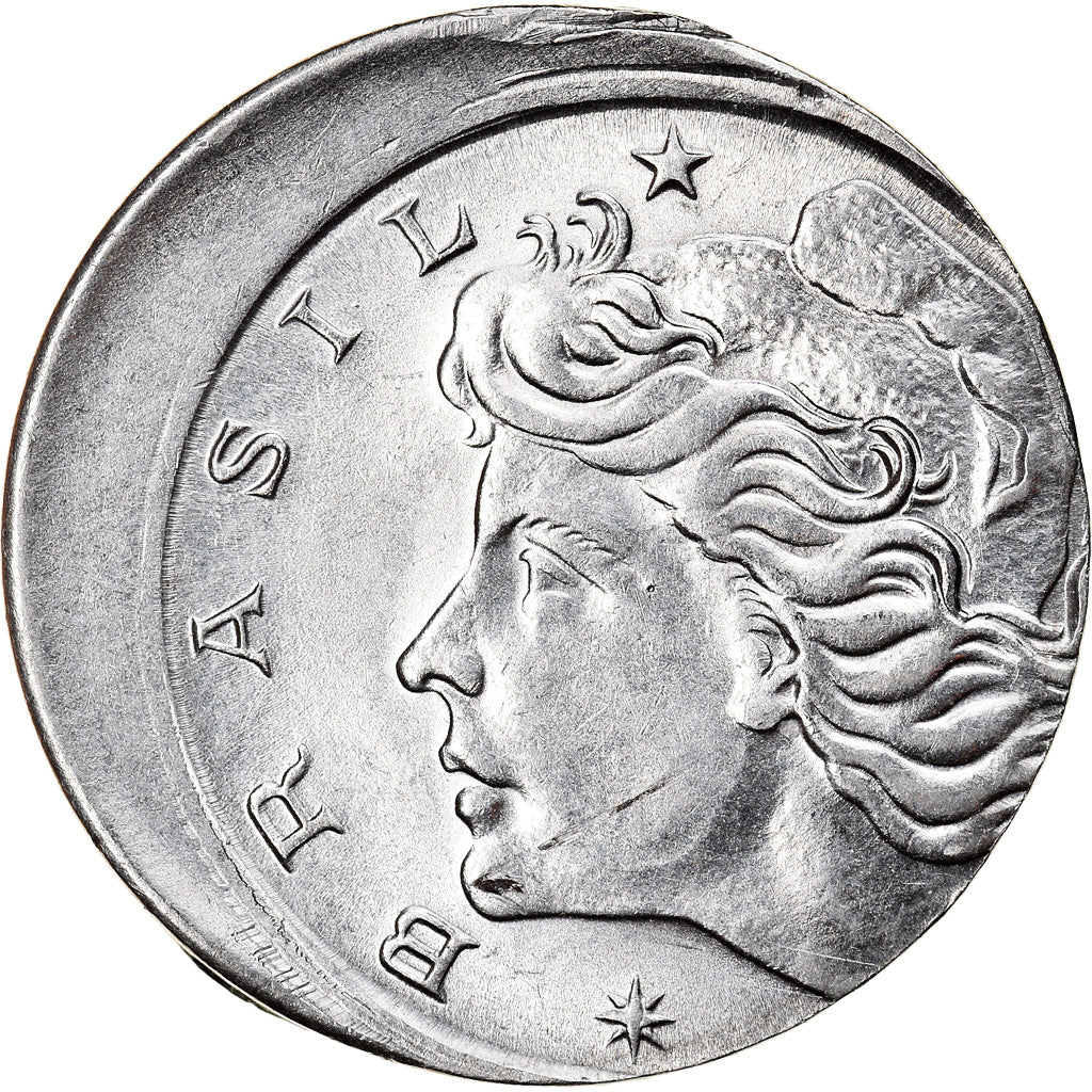 Moeda, Brasil, 5 Centavos, 1969, error off center strike, AU(50-53), Aço