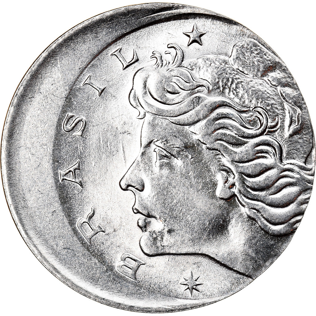Munten, Brazilië, 5 Centavos, 1969, error off center strike, PR, Stainless