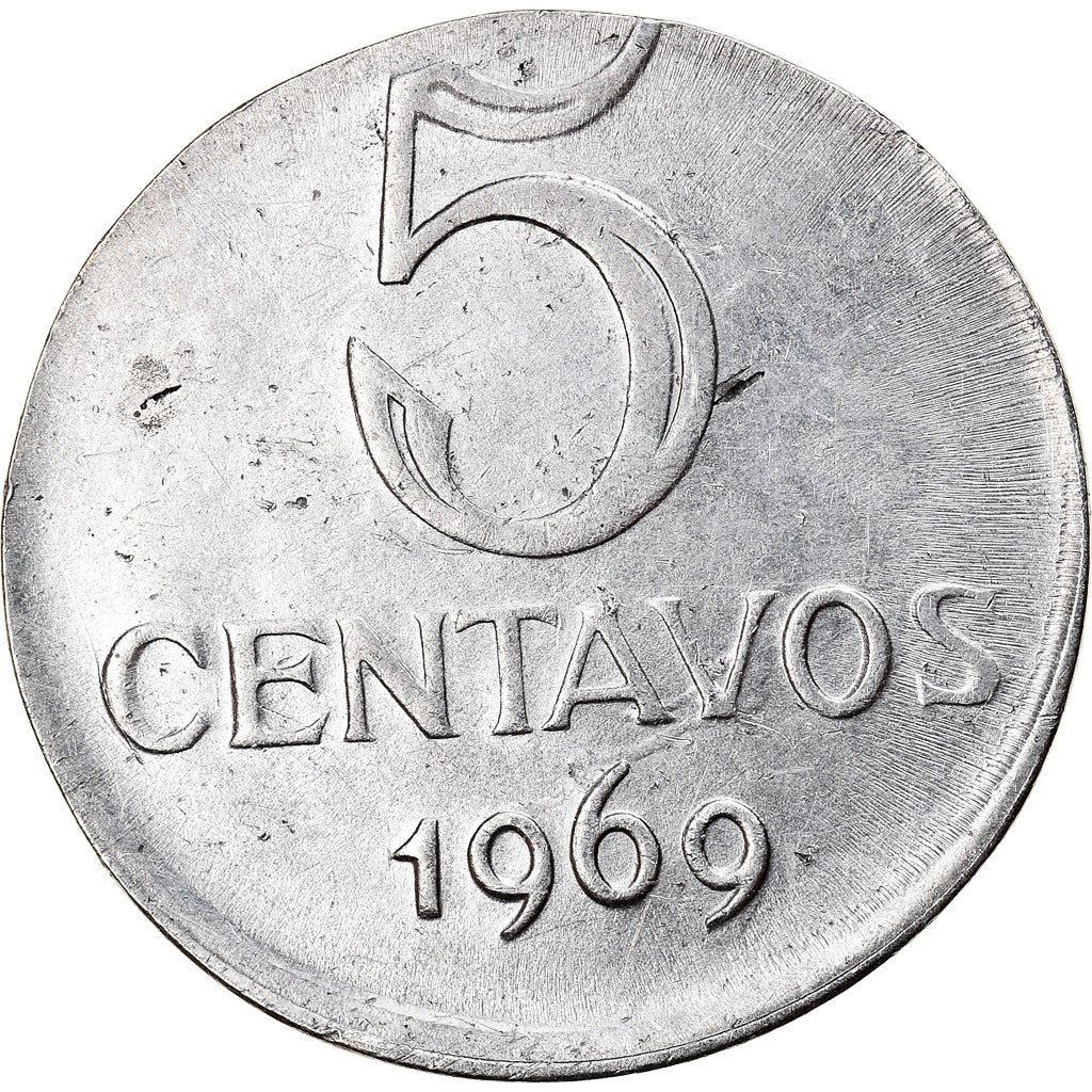Monnaie, Brésil, 5 Centavos, 1969, planchet error, TTB+, Stainless Steel