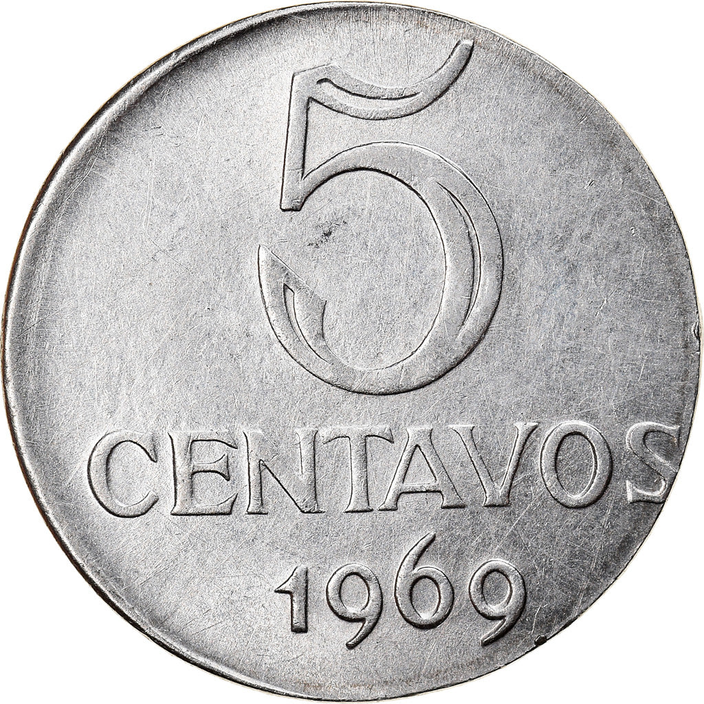 Monnaie, Brésil, 5 Centavos, 1969, planchet error, TTB+, Stainless Steel