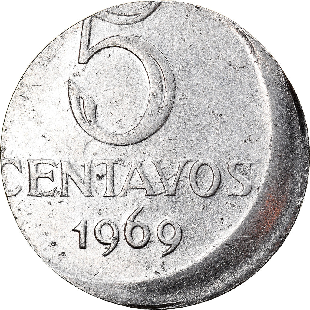 Munten, Brazilië, 5 Centavos, 1969, planchet error, ZF+, Stainless Steel