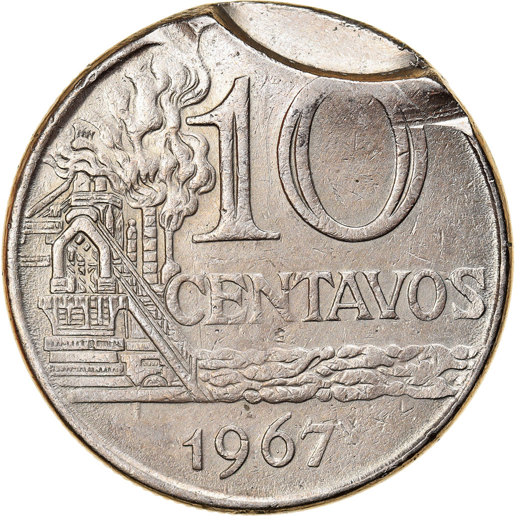 Moneta, Brasile, 10 Centavos, 1967, Double struck, BB, Rame-nichel, KM:578.1