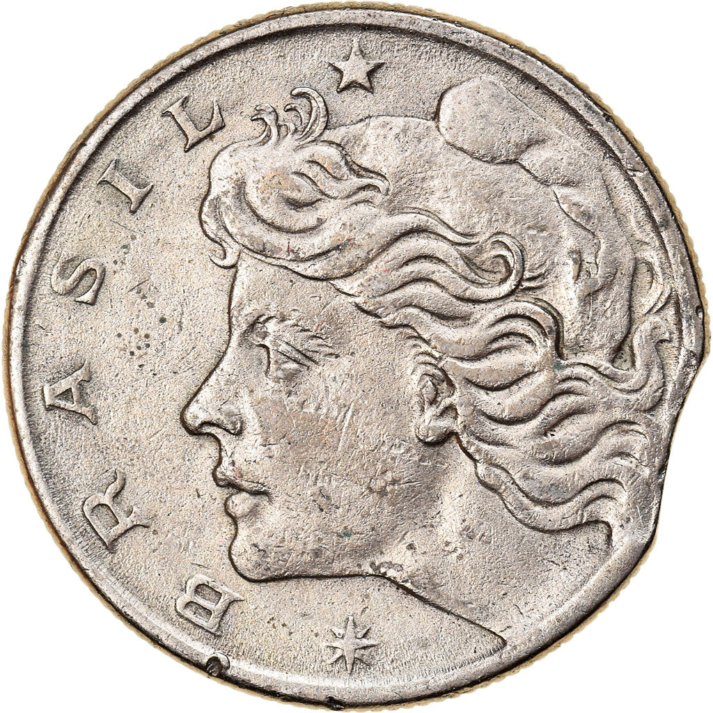 Moeda, Brasil, 10 Centavos, 1967, error clipped planchet, EF(40-45)