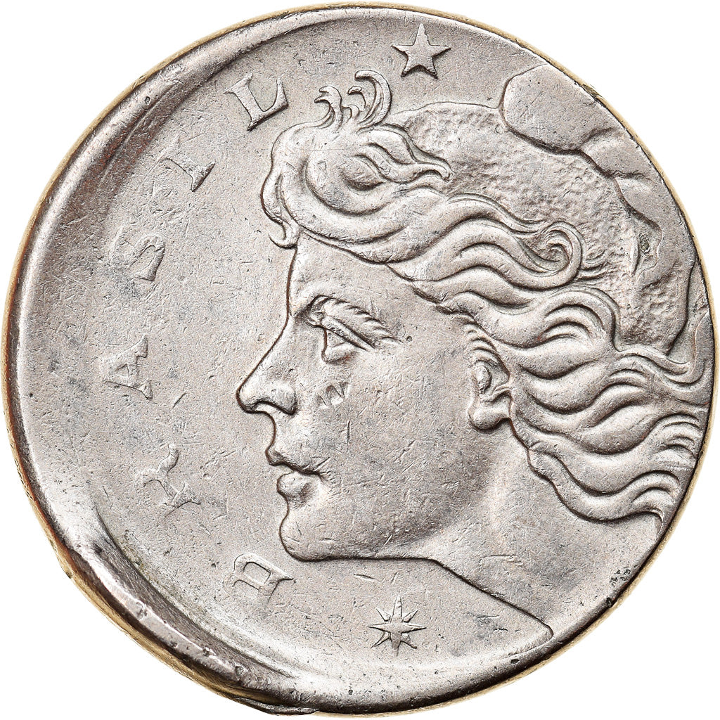 Moeda, Brasil, 10 Centavos, 1967, error off center strike, EF(40-45)