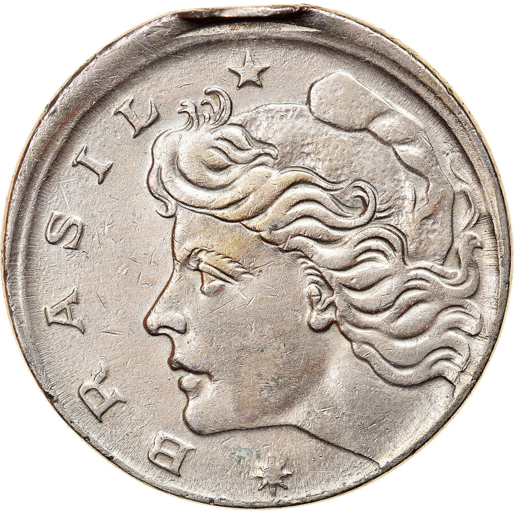 Moneda, Brasil, 10 Centavos, 1967, error off center strike, MBC, Cobre -