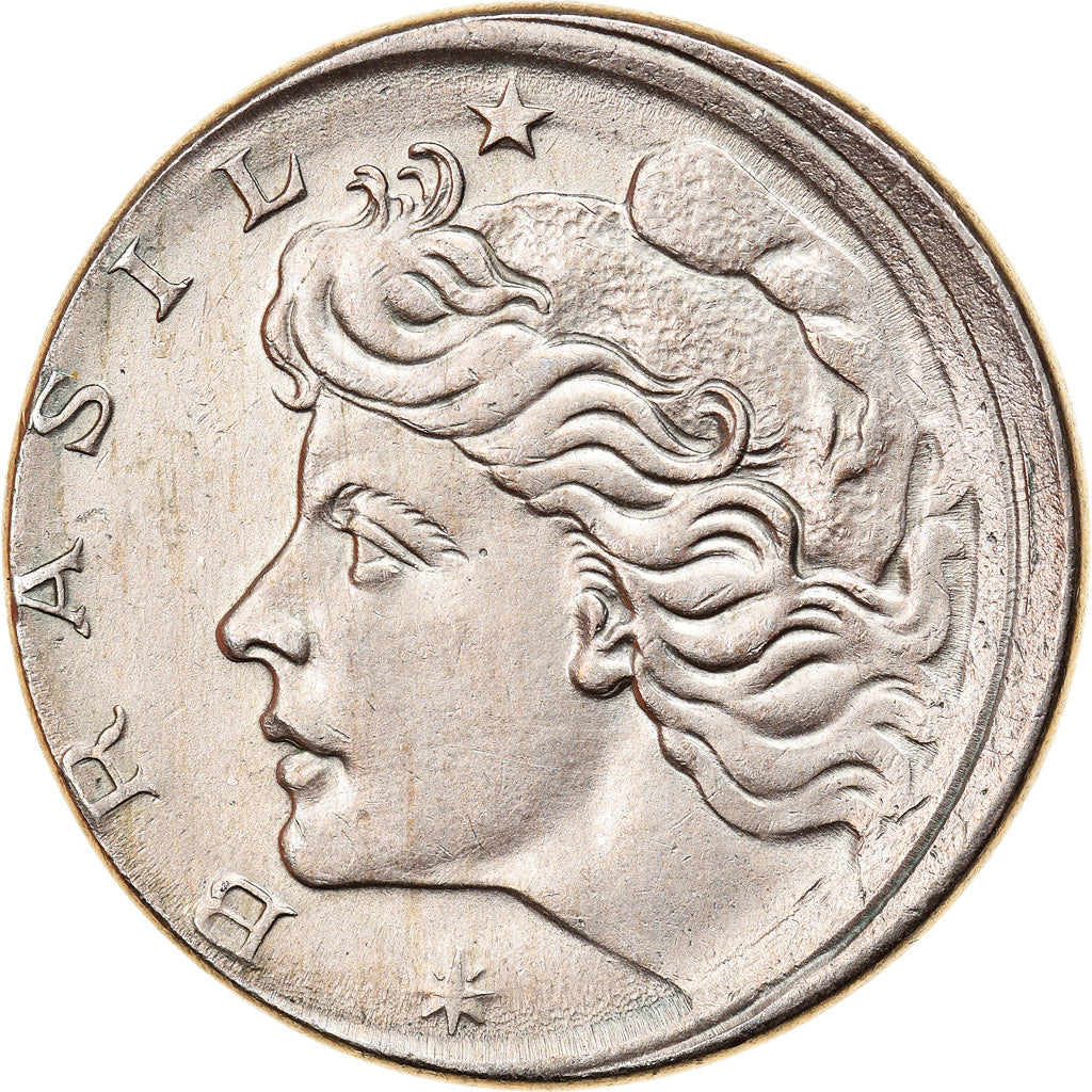 Moeda, Brasil, 10 Centavos, 1967, error off center strike, EF(40-45)